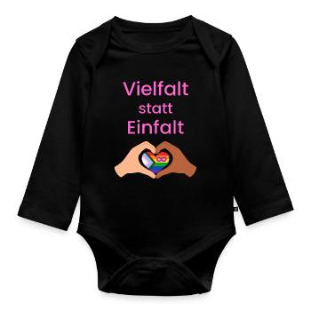 Vielfalt statt Einfalt - Baby Bio-Langarm-Body - Schwarz - Vorne