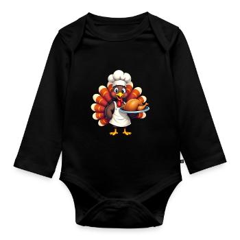 Cuisinier de dinde de Thanksgiving Thanksgiving - Body Bébé bio manches longues - noir - Devant