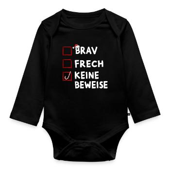 Christmas Good Naughty No Evidence Santa - Organic Longsleeve Baby Bodysuit - black - Front