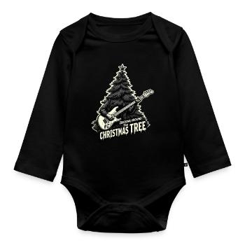 Rocking around the Christmas Tree - Organic Longsleeve Baby Bodysuit - black - Front