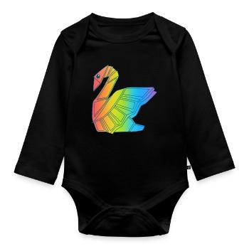 Rainbow Swan - Organic Longsleeve Baby Bodysuit - black - Front