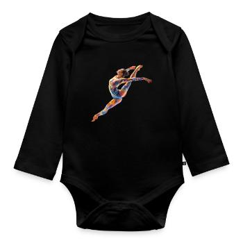 Color jump of gymnastics dancer - Organic Longsleeve Baby Bodysuit - black - Front