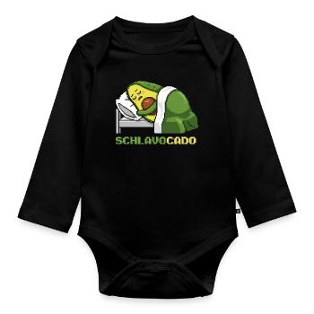 Schlavocado Avocado Schlafshirt Sleep Comfy Gesche - Baby Bio-Langarm-Body - Schwarz - Vorne