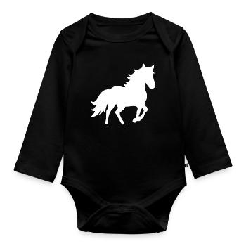 Chevaux Silhouettes T-shirt Cadeau Cavalier - Body Bébé bio manches longues - noir - Devant