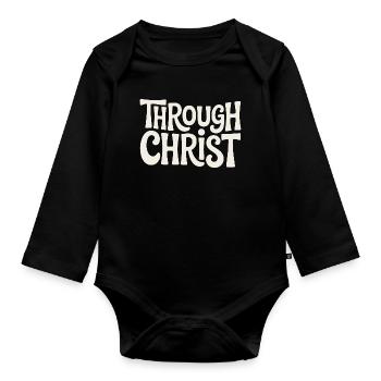 Trough Christ Jesus Christen Glaube - Baby Bio-Langarm-Body - Schwarz - Vorne