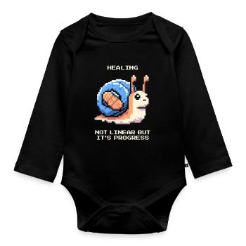 Healing is not linear | Progress, Recovery - Organic Longsleeve Baby Bodysuit - black - Front