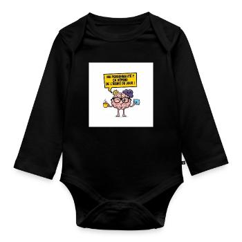 Personnalité selon l’heure du jour - Body Bébé bio manches longues - noir - Devant