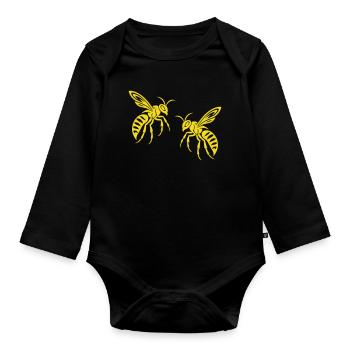 Guêpe abeille - Body Bébé bio manches longues - noir - Devant
