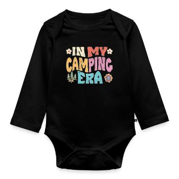 À l’époque du camping - Body Bébé bio manches longues - noir - Devant