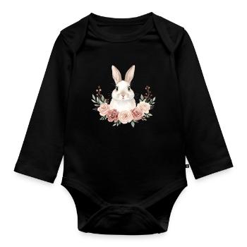 Kaninchen - Baby Bio-Langarm-Body - Schwarz - Vorne