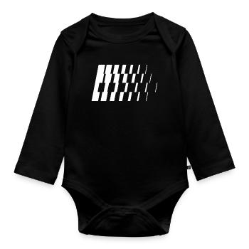 Monochrome diagonale Schrägstriche - Baby Bio-Langarm-Body - Schwarz - Vorne