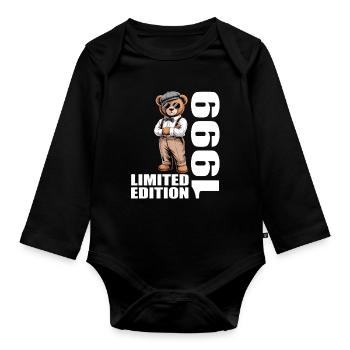 1999 Limited Edition Bär Geburtstag 1999 - Baby Bio-Langarm-Body - Schwarz - Vorne
