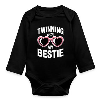 Best Friend Saying Funny Partner Look Gift - Organic Longsleeve Baby Bodysuit - black - Front