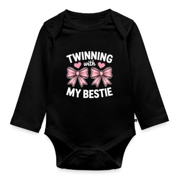 Best Friend Saying Funny Partner Look Gift - Organic Longsleeve Baby Bodysuit - black - Front
