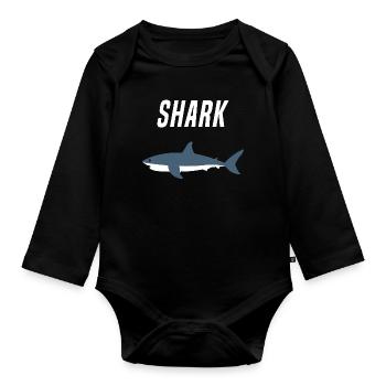 Nautic Design Shark Silhouette Bold Typography - Organic Longsleeve Baby Bodysuit - black - Front