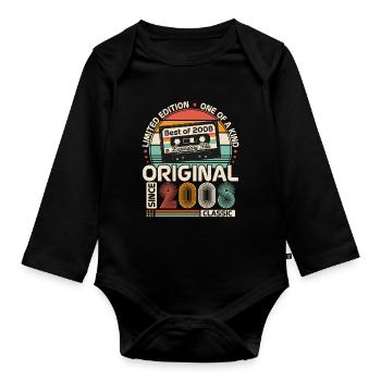 2008 Vintage Vintage Anniversaire Rétro Cadeau - Body Bébé bio manches longues - noir - Devant