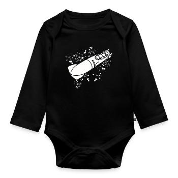 Bobfahrer Bobschlitten Viererbob - Baby Bio-Langarm-Body - Schwarz - Vorne