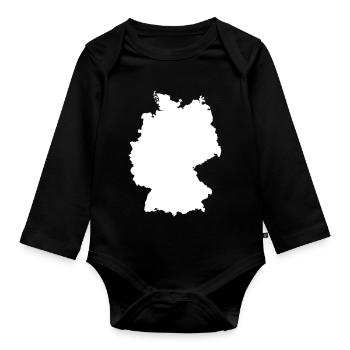 Deutschland Karte Silhouette Kontur - Baby Bio-Langarm-Body - Schwarz - Vorne