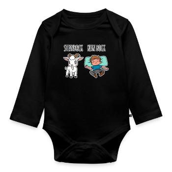 Steinbock - Kein Bock - Achtung Flachwitz! - Baby Bio-Langarm-Body - Schwarz - Vorne