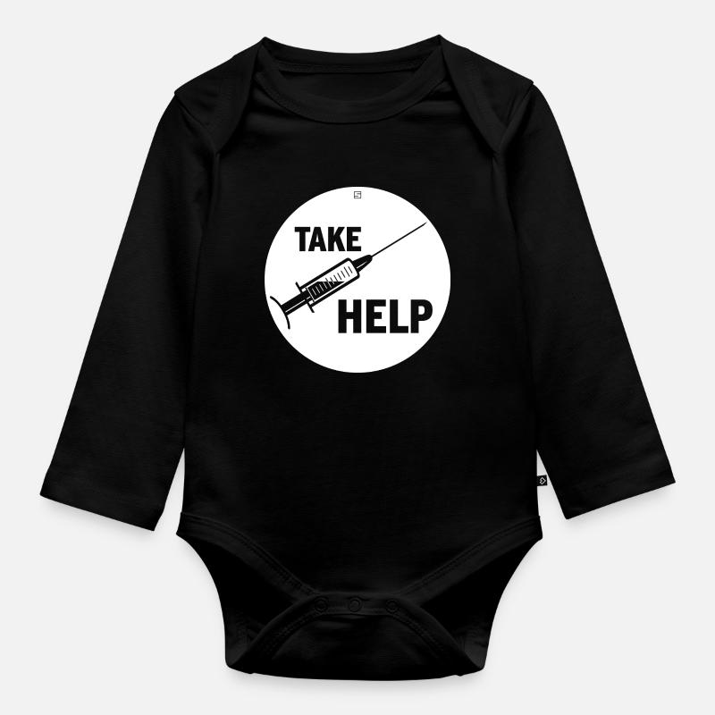 TAKE HELP - Baby Bio-Langarm-Body - Schwarz