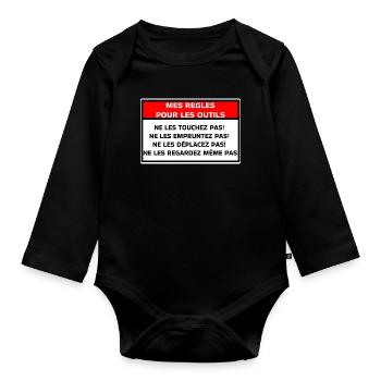 My rules for tools - Organic Longsleeve Baby Bodysuit - black - Front