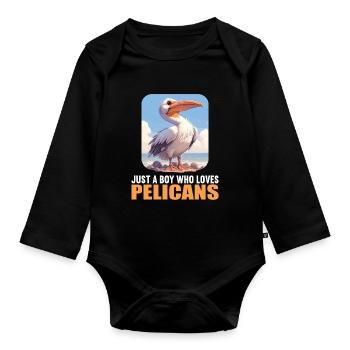 Pelicans Pelican - Organic Longsleeve Baby Bodysuit - black - Front