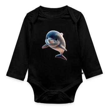 Dolphin Diver Dolphins Ocean Cute Dolphins Dolphin - Organic Longsleeve Baby Bodysuit - black - Front