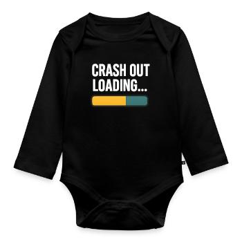 Crash Out Loading Bar, drôle de dicton - Body Bébé bio manches longues - noir - Devant