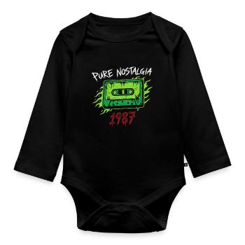 Cassette vintage 1987 Cadeau d’anniversaire 38e - Body Bébé bio manches longues - noir - Devant