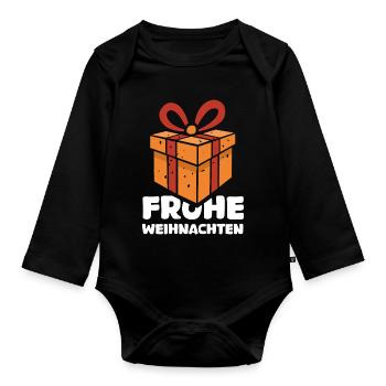 Frohe Weihnachten Geschenk Design - Baby Bio-Langarm-Body - Schwarz - Vorne