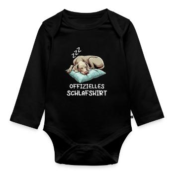 Offizielles Schlafshirt Weimaraner Weimaranerhund - Baby Bio-Langarm-Body - Schwarz - Vorne