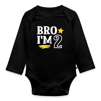 Frère j’ai 2 ans Drôle Cool Anniversaire - Body Bébé bio manches longues - noir - Devant