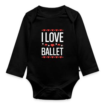 I Love Ballet - Organic Longsleeve Baby Bodysuit - black - Front