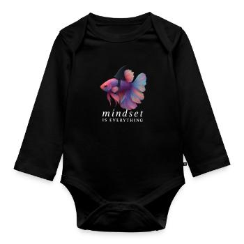 Mindset Fighting Fish Helmet, Motivational Saying  - Body Bébé bio manches longues - noir - Devant