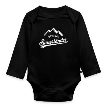 Sauerländer T-Shirt – Stolz, Humor & Heimatliebe - Baby Bio-Langarm-Body - Schwarz - Vorne
