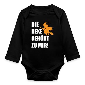 La sorcière m’appartient ! Sorcières drôles Halloween - Body Bébé bio manches longues - noir - Devant