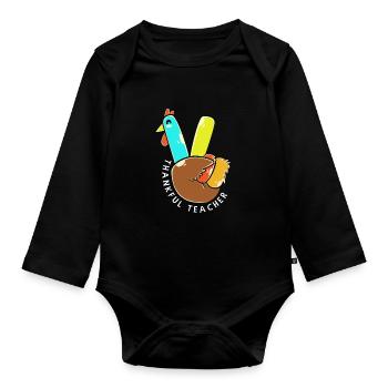 Thanksgiving Lehrerin Lehrer - Baby Bio-Langarm-Body - Schwarz - Vorne