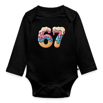 Donut 69 Frosting NeonPrint - Organic Longsleeve Baby Bodysuit - black - Front