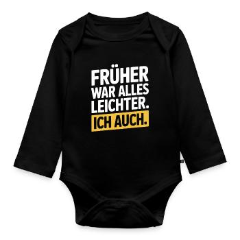 Früher War Alles Leichter Ich Auch 50. Geburtstag - Baby Bio-Langarm-Body - Schwarz - Vorne