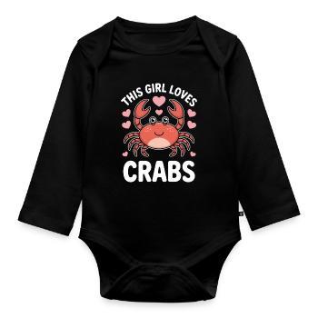 crabe disant fille drôle crabe cadeau - Body Bébé bio manches longues - noir - Devant