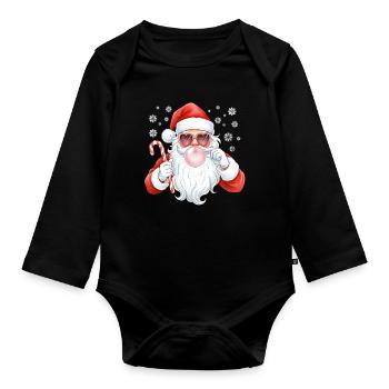 Santa Bubble Gum Pink - Baby Bio-Langarm-Body - Schwarz - Vorne