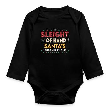 Santa Claus Hand Plan Large - Organic Longsleeve Baby Bodysuit - black - Front