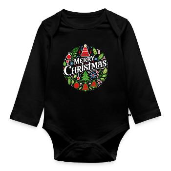 Frohe Weihnachten 3 - Baby Bio-Langarm-Body - Schwarz - Vorne