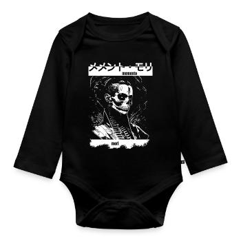 Memento Mori Skelett - Baby Bio-Langarm-Body - Schwarz - Vorne