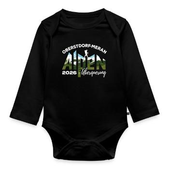Crossing the Alps 2026, Oberstdorf Merano, hiking - Organic Longsleeve Baby Bodysuit - black - Front