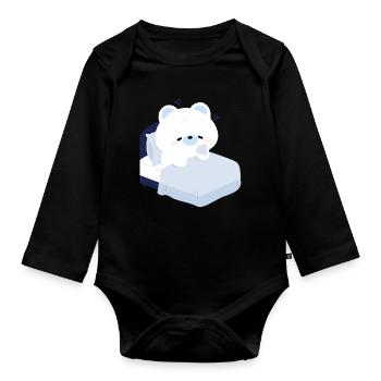 Dreamy Polar Bear on Cozy Bed - Organic Longsleeve Baby Bodysuit - black - Front
