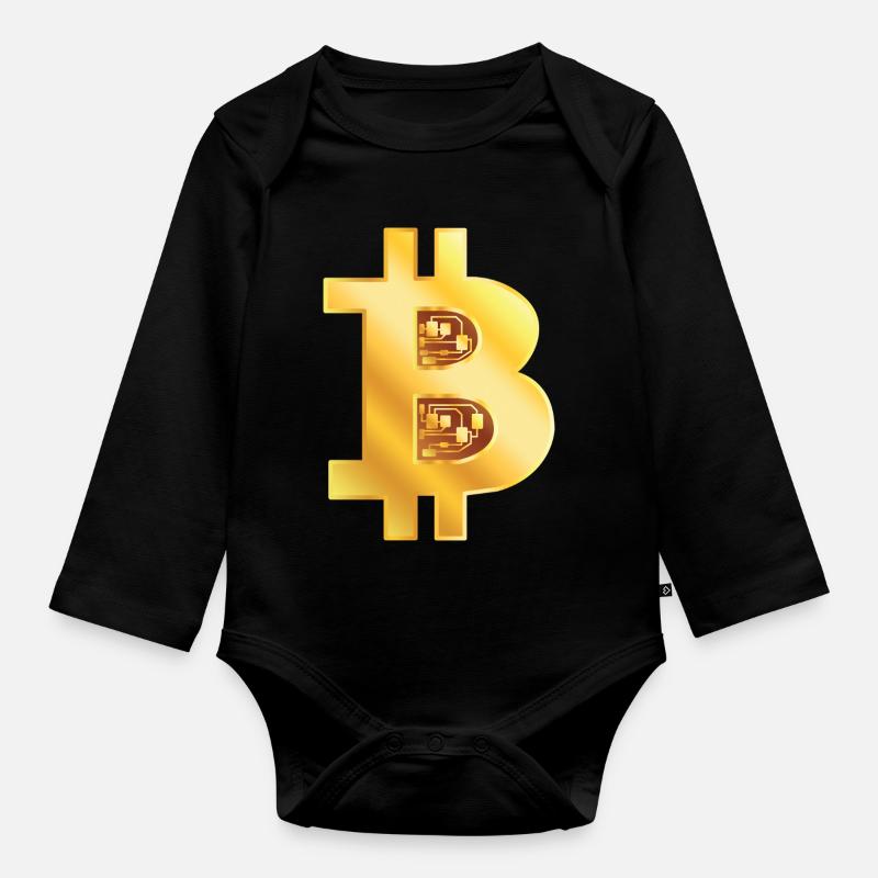 Bitcoin Gold - Baby Bio-Langarm-Body - Schwarz