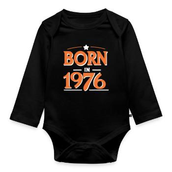 Born in 1976 – 50 years of Retro Kult - Organic Longsleeve Baby Bodysuit - black - Front