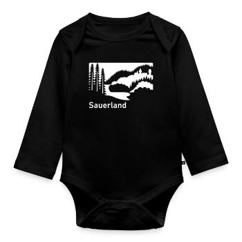 Sauerland silhouette paysage panneau routier - Body Bébé bio manches longues - noir - Devant