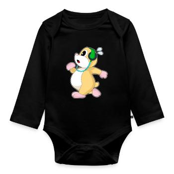 Hamster Jogger Jogging Sports - Organic Longsleeve Baby Bodysuit - black - Front